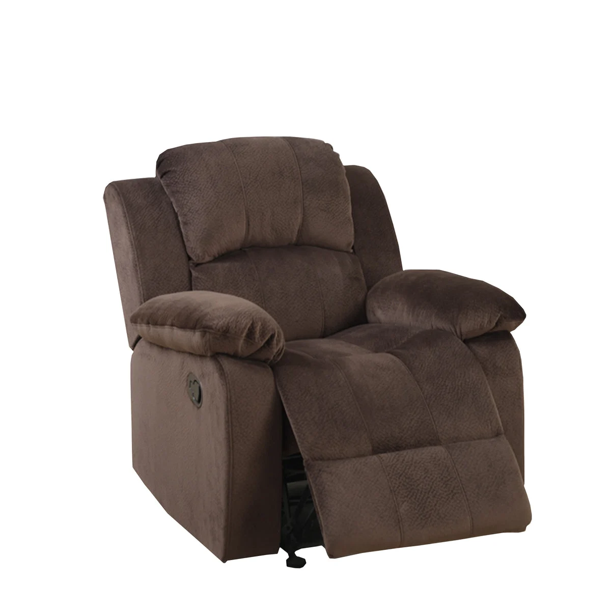 Benzara Rocker Recliner in Choco Brown Suede Fabric