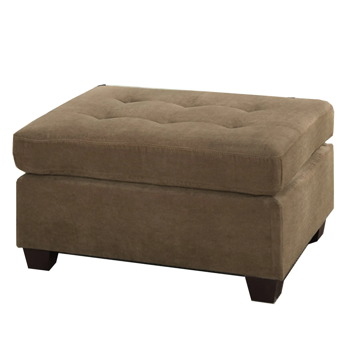 Benzara Cocktail Ottoman in Light Brown Waffle Suede Fabric