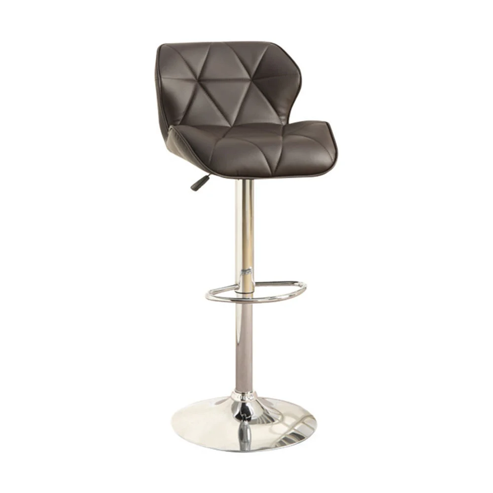 Benzara Barstool with Gaslight in Tufted Leather Dark Brown Set of 2