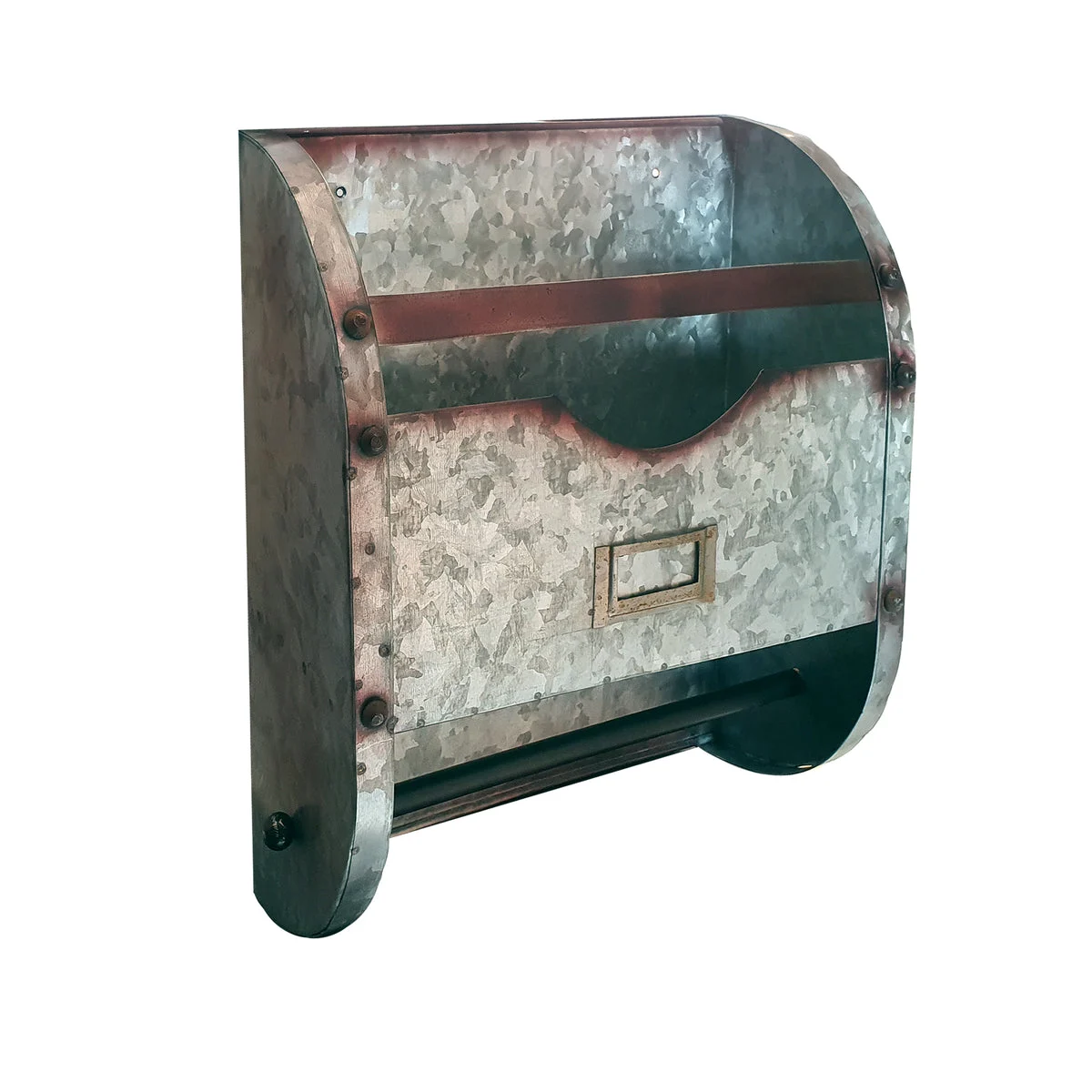 Benzara Galvanized Metal Bathroom Caddy with Label Slot, Gray