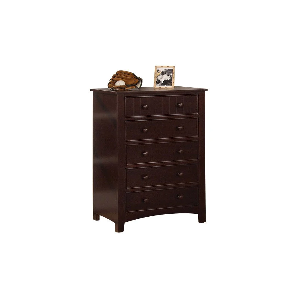 Benzara 5 Drawer Transitional Chest, Dark Walnut Brown