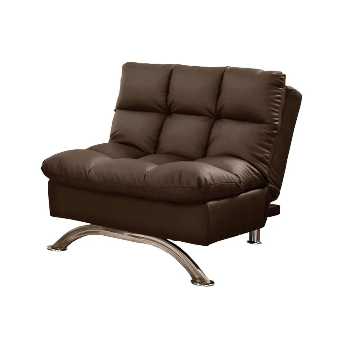 Benzara Fabric Upholstered Contemporary Chair with Metal Base, Dark Brown