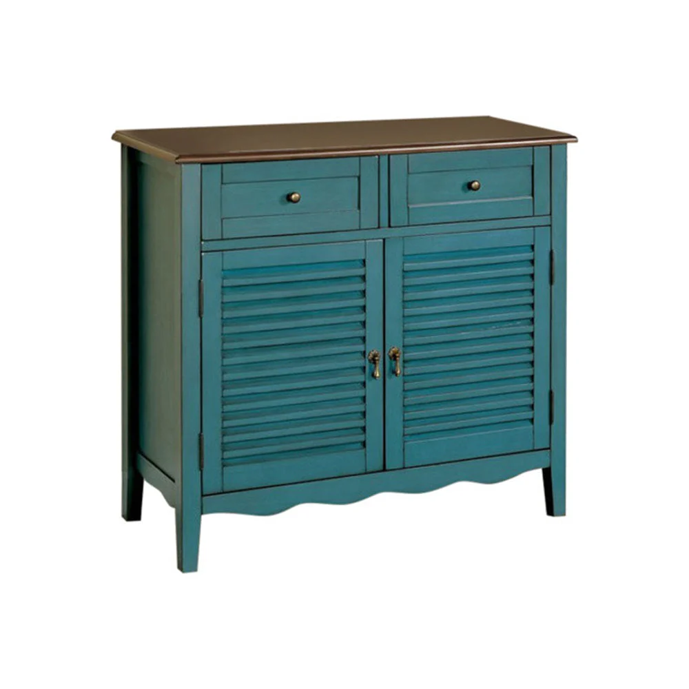 Benzara Country Style Rustic Cabinet, Blue