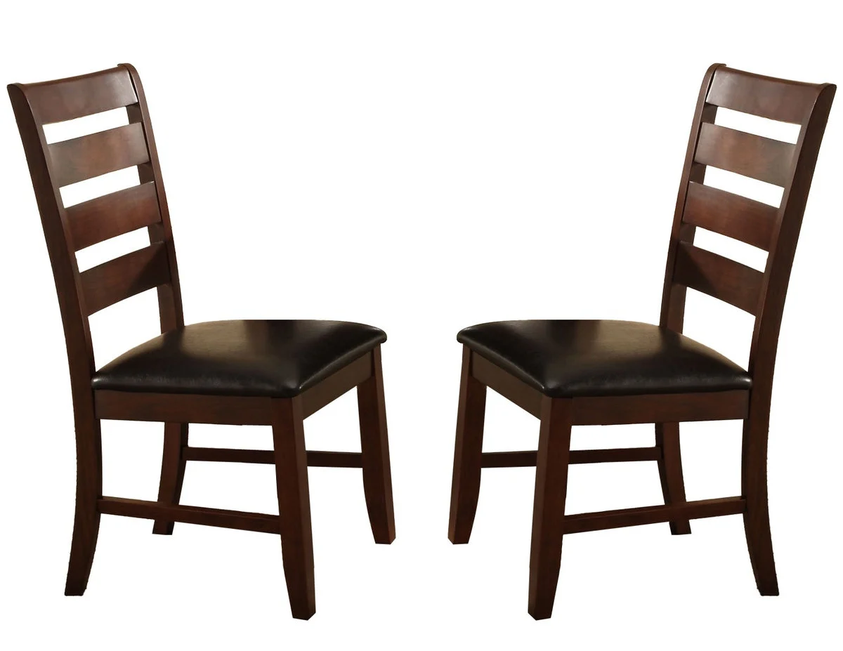 Benzara Wooden Dining Chair with Ladder Back Design Set of 2 Dark Brown