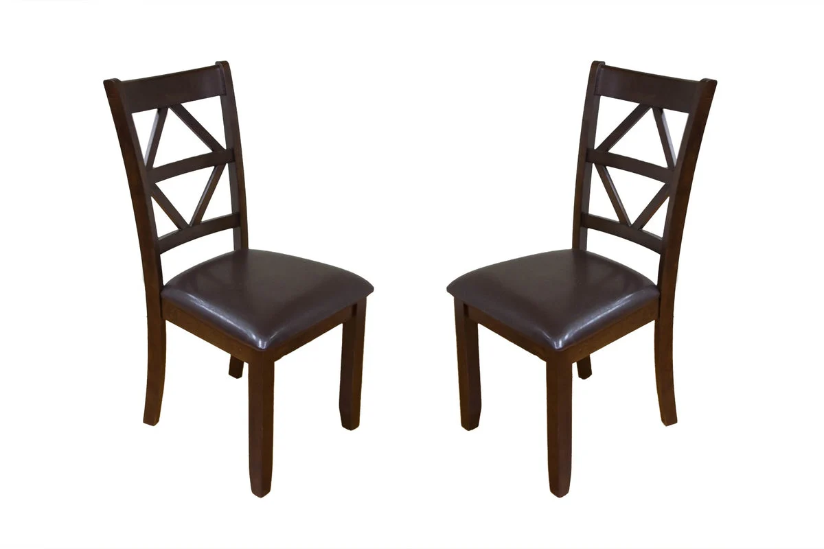 Benzara Sturdy Dining Chairs with Designer Back Set of 2 Dark Brown