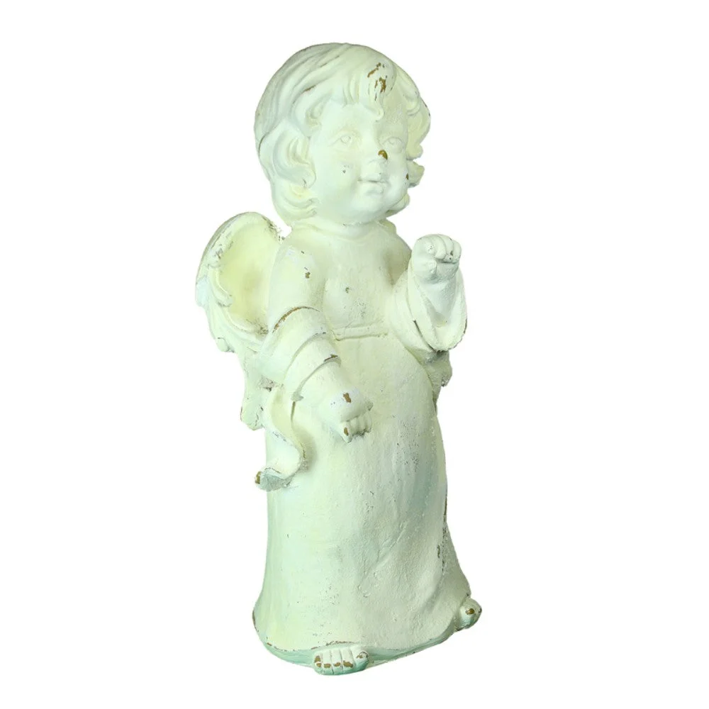 Benzara Celestial Standing Angle Figurine in Polyresin, Cream