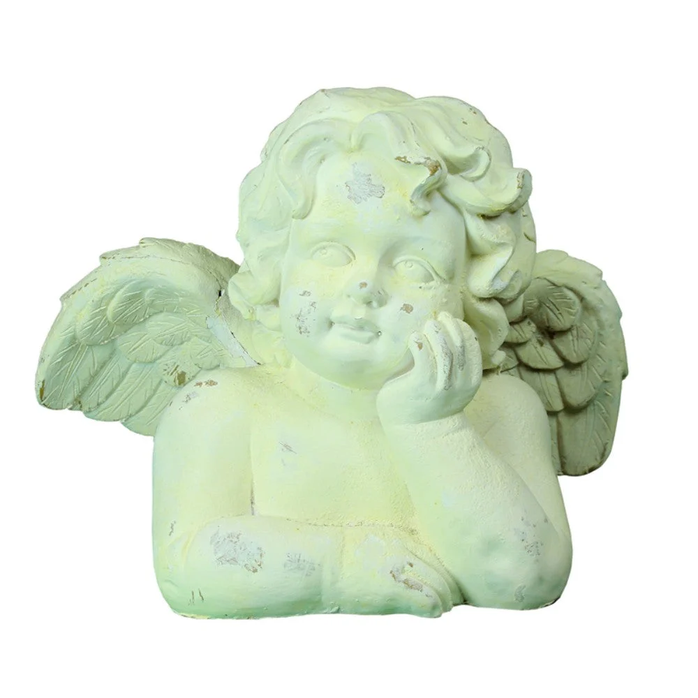 Benzara Heavenly Cute Angle Figurine in Polyresin, Cream