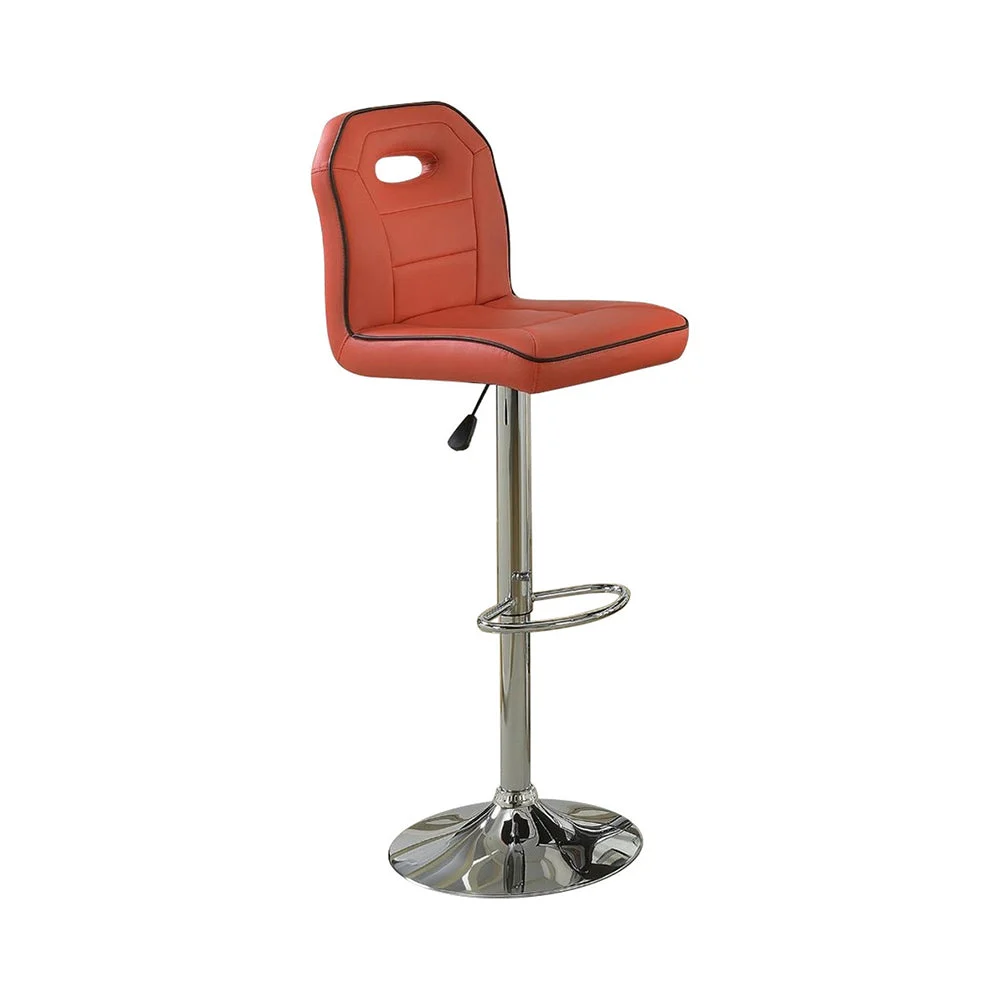 Benzara Metal Based Swivel Bar Stool with Adjustable Height Set of 2 Red