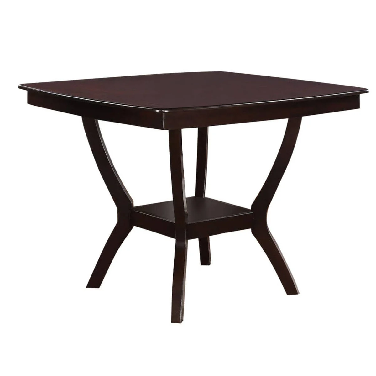 Benzara Square Shaped Wooden Counter Height Table with Bottom Shelf Brown