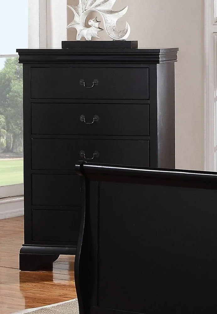 Benzara Smartly Groomed Pine Wood, Plywood & Birch Veneer Chest, Black