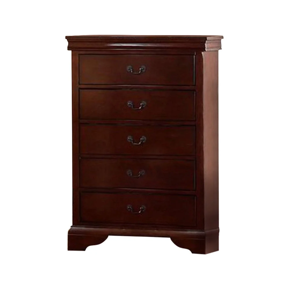 Benzara Decorously Functional Pine Wood, Plywood & Birch Veneer Chest, Cherry