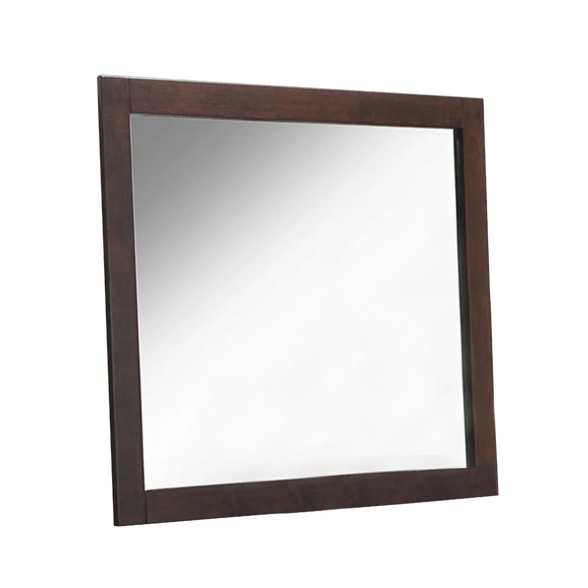 Benzara Trimmed Mirror with Solid Wooden Frame Brown