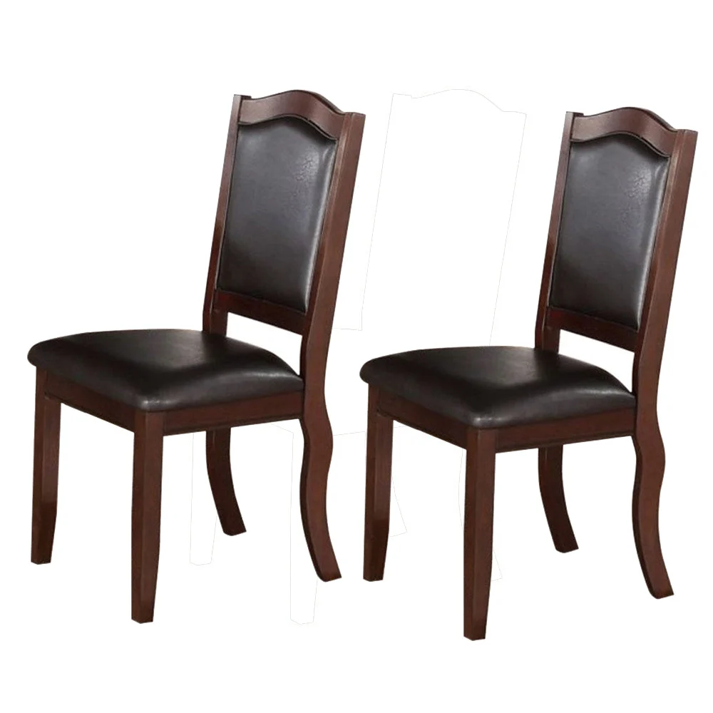 Benzara Contemporary Rubber Wood Dining Chair, Set of 2, Brown and Black
