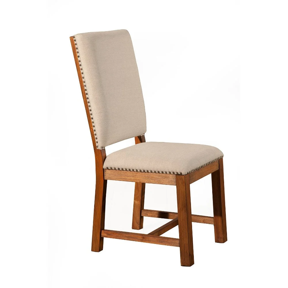 Benzara Chicly Upholstered Mahogany Wood Chairs, Brown (Set of 2)