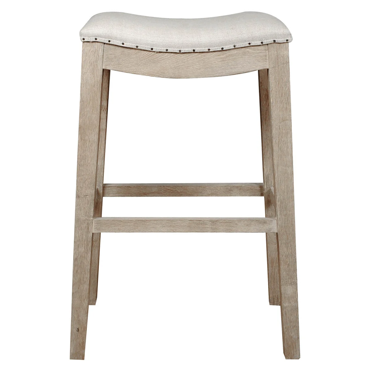 Benzara Elevated Upholstered Barstool, Stone Wash Brown