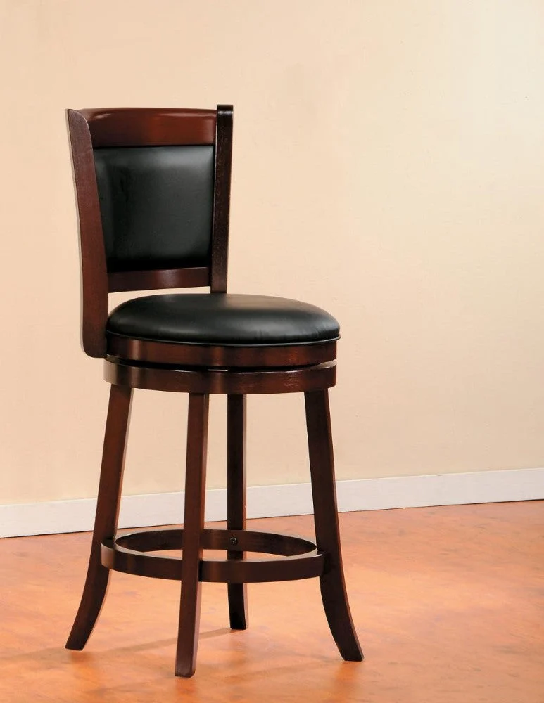 Benzara Upholstered Wooden Counter Height Chair in Cherry Brown