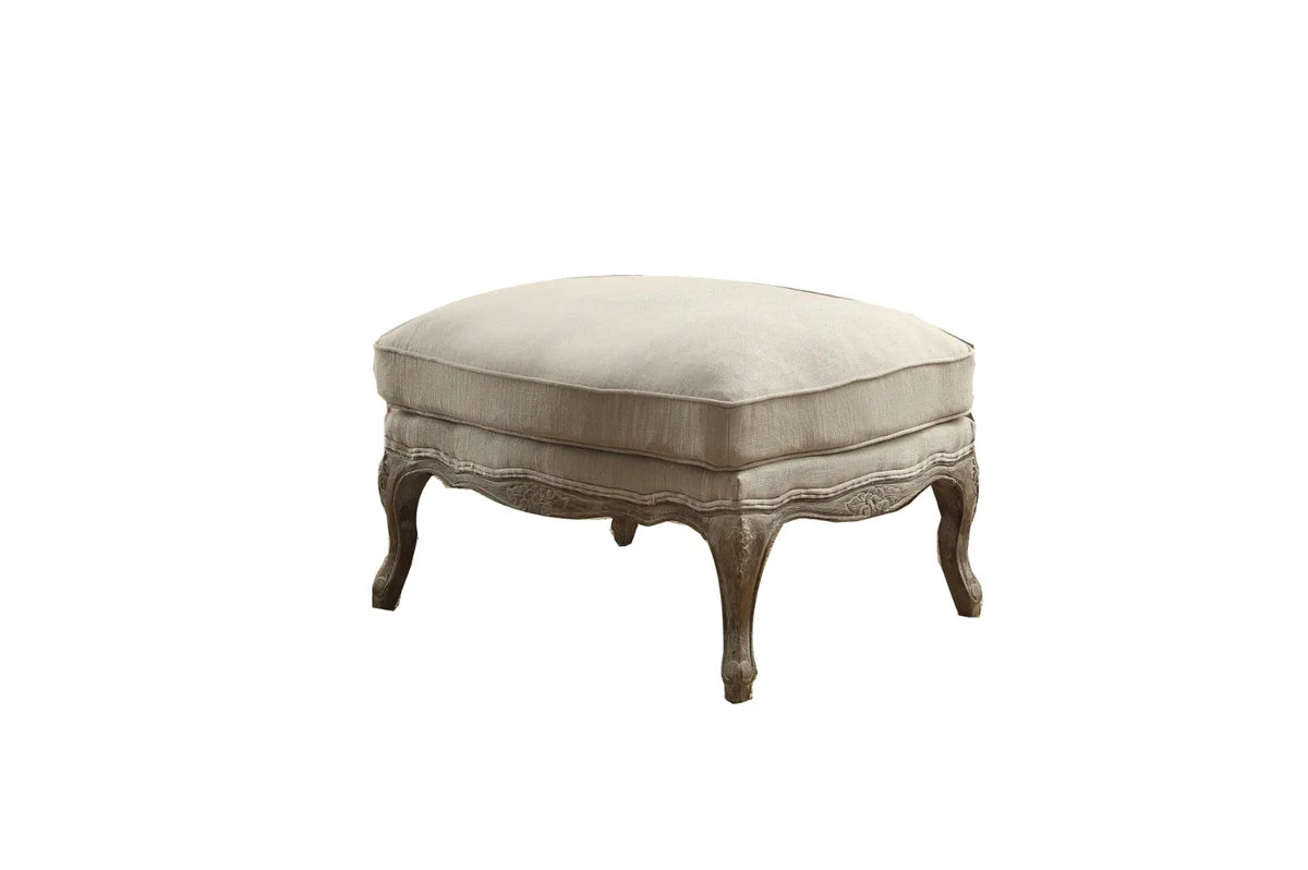 Benzara Wooden Ottoman with Reversible Cushion Seat in Cream