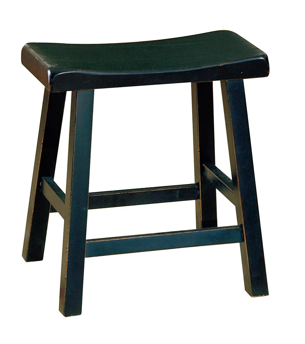 Benzara Wooden 18`` Counter Height Stool with Saddle Seat, Black, Set of 2