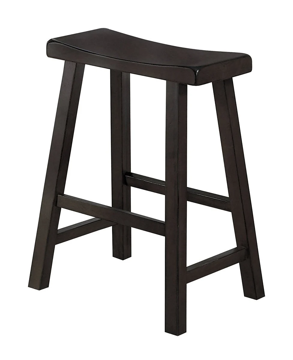 Benzara Wooden 24`` Counter Height Stool with Saddle Seat, Brown, Set of 2