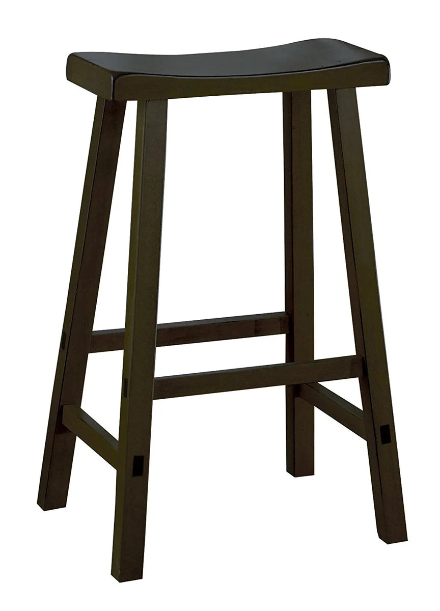 Benzara Wooden 29`` Counter Height Stool with Saddle Seat, Black, Set of 2