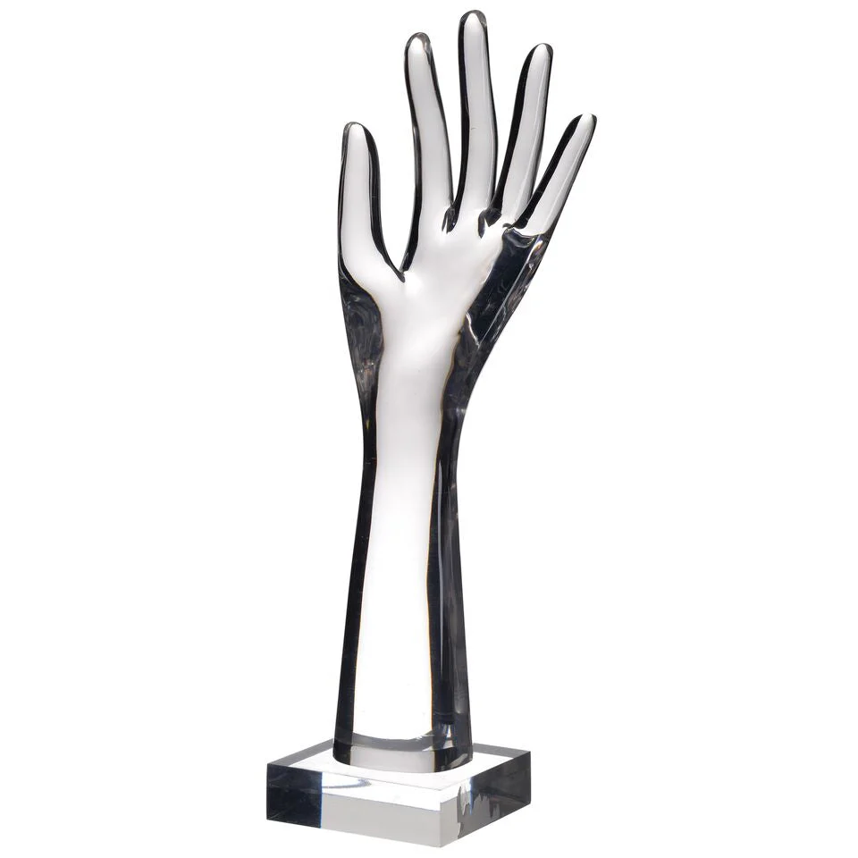 Benzara Polyresin Hand Decor on Base, White and Black