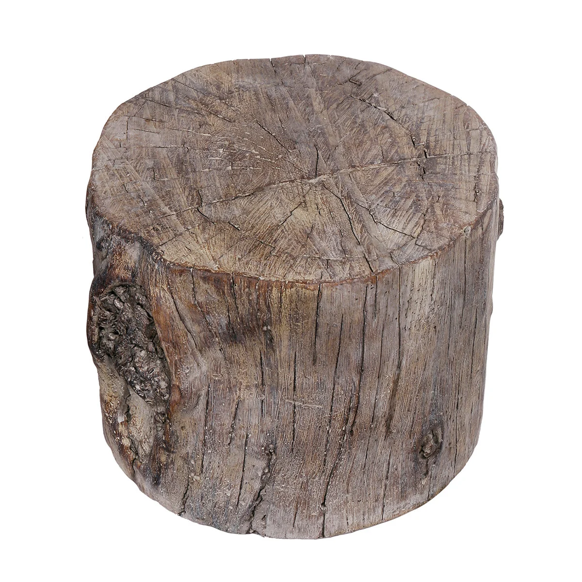 Benzara Cement Tree Stump Stool in Round Shape, Small, Brown