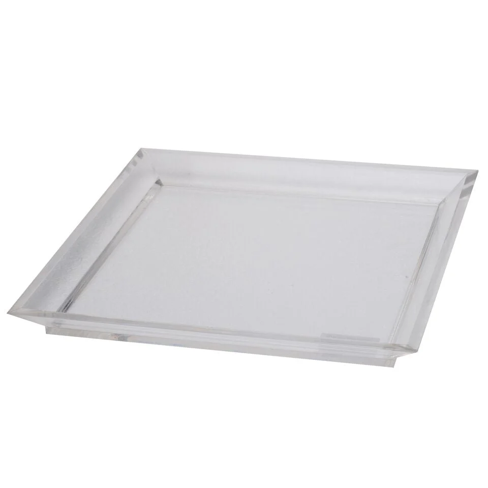 Benzara Acrylic Tray in Square Shape, White