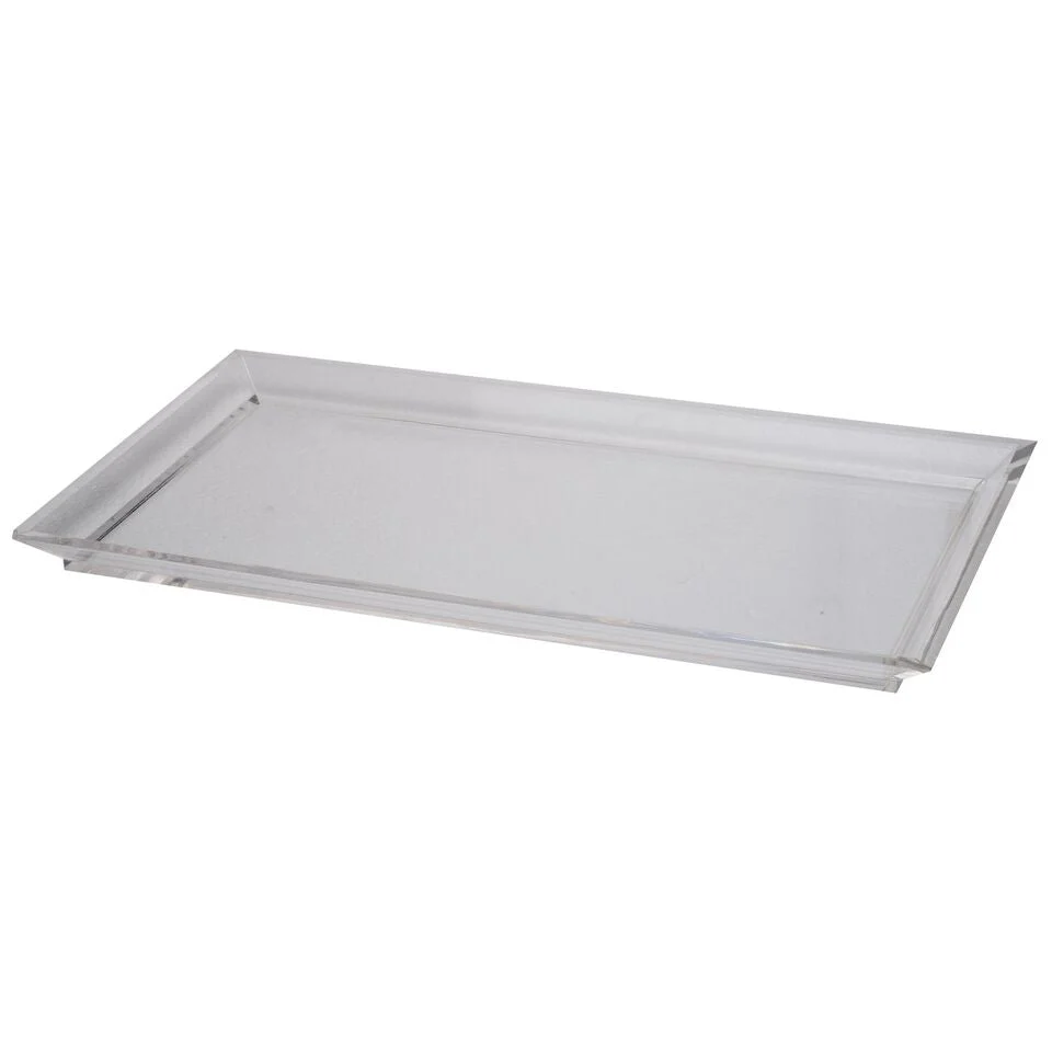 Benzara Rectangular Acrylic Tray with Beveled Edges, White
