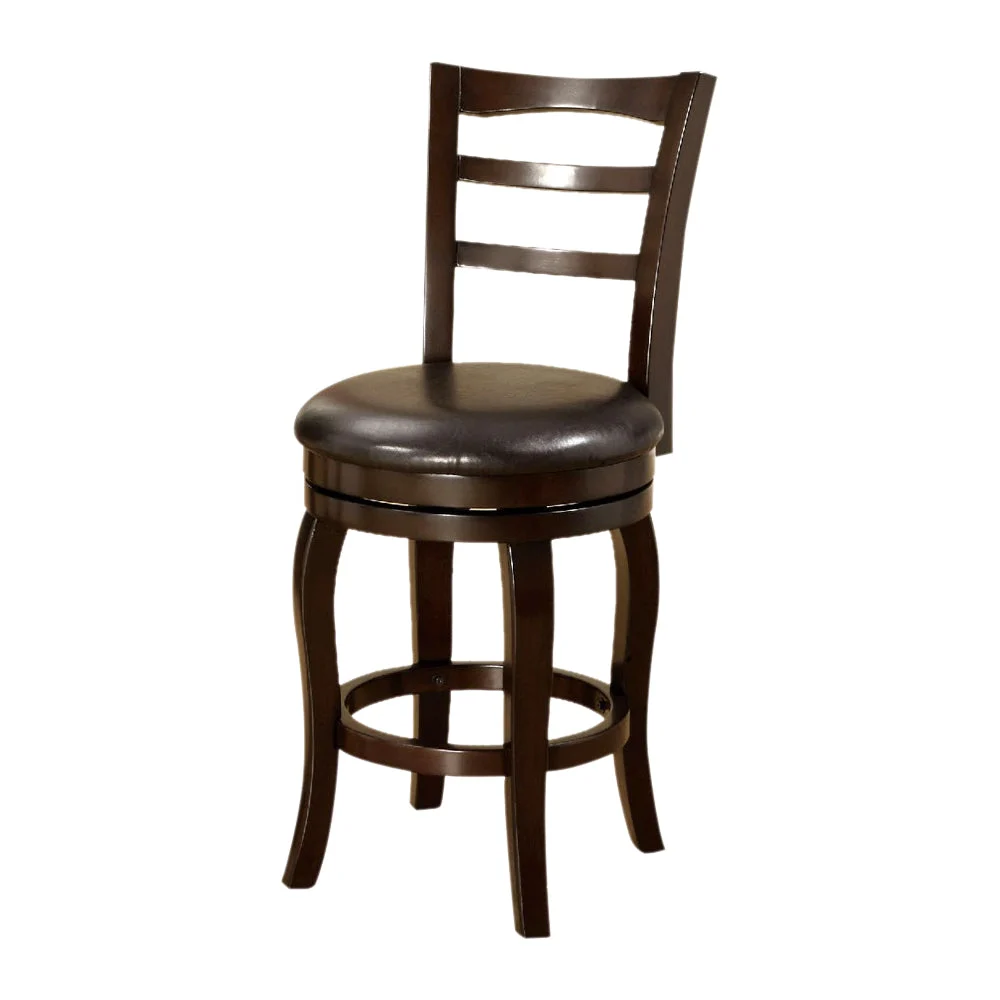 Benzara Transitional Style Swivel 24`` Barstool with Round Padded Seat and Curvy Legs