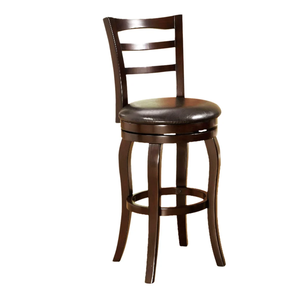 Benzara Transitional Style Swivel 29`` Barstool with Round Padded Seat and Curvy Legs