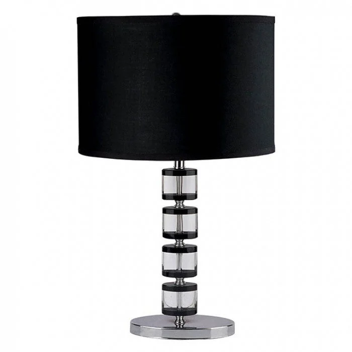 Benzara Contemporary Style Metal and Crystal Table Lamp with Geometric Design, Black