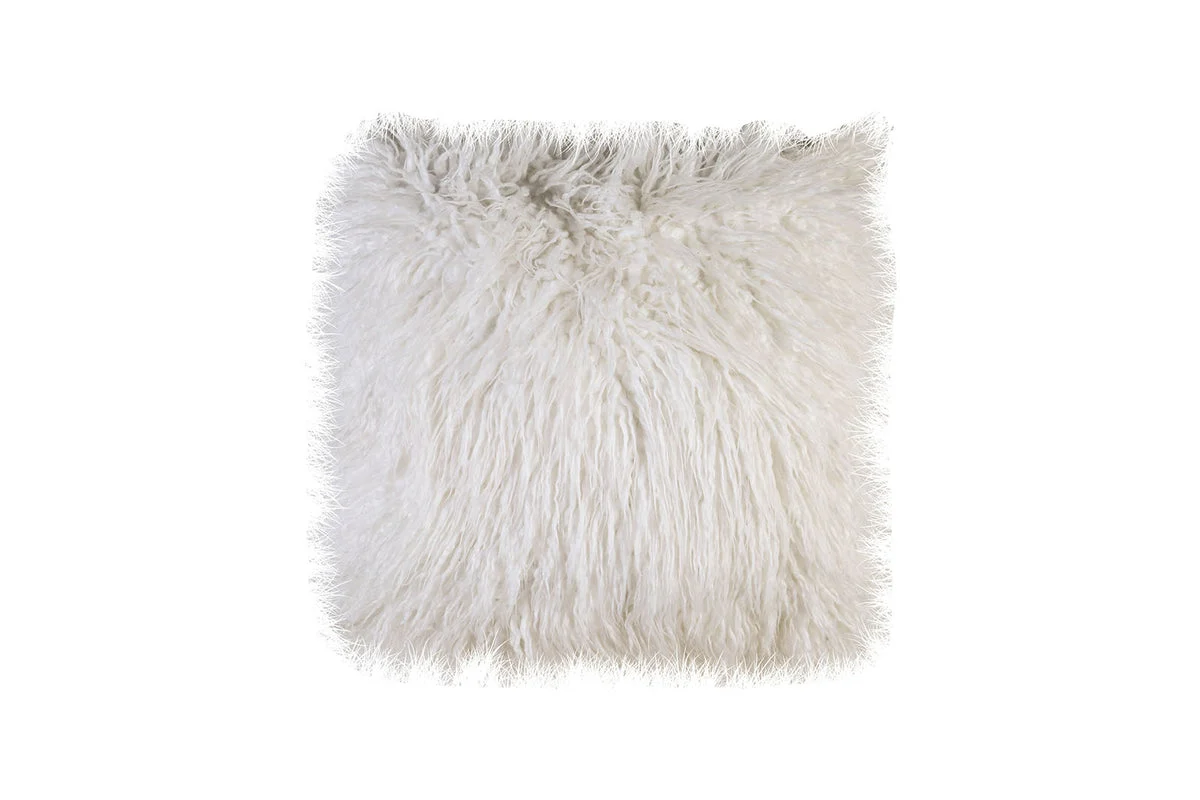 Benzara Contemporary Style Shaggy Set of 2 Throw Pillows, White