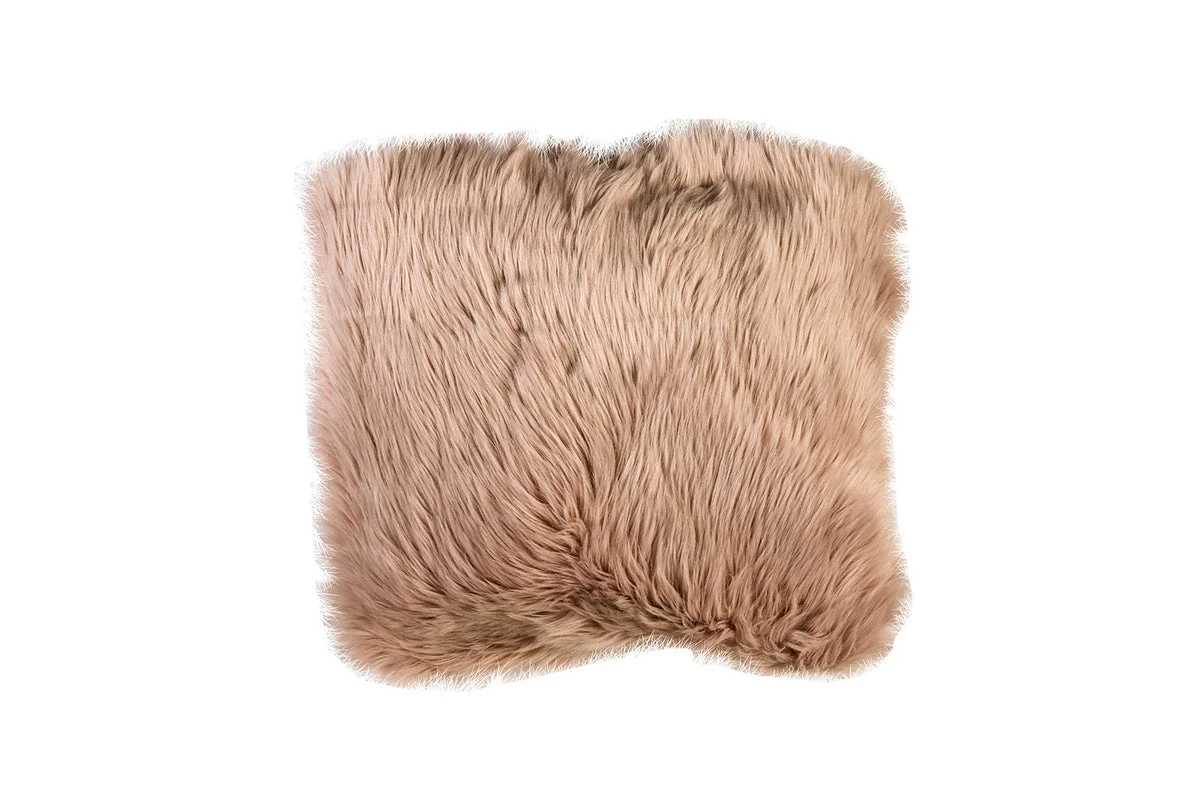 Benzara Contemporary Style Shaggy Set of 2 Throw Pillows, Blush Pink