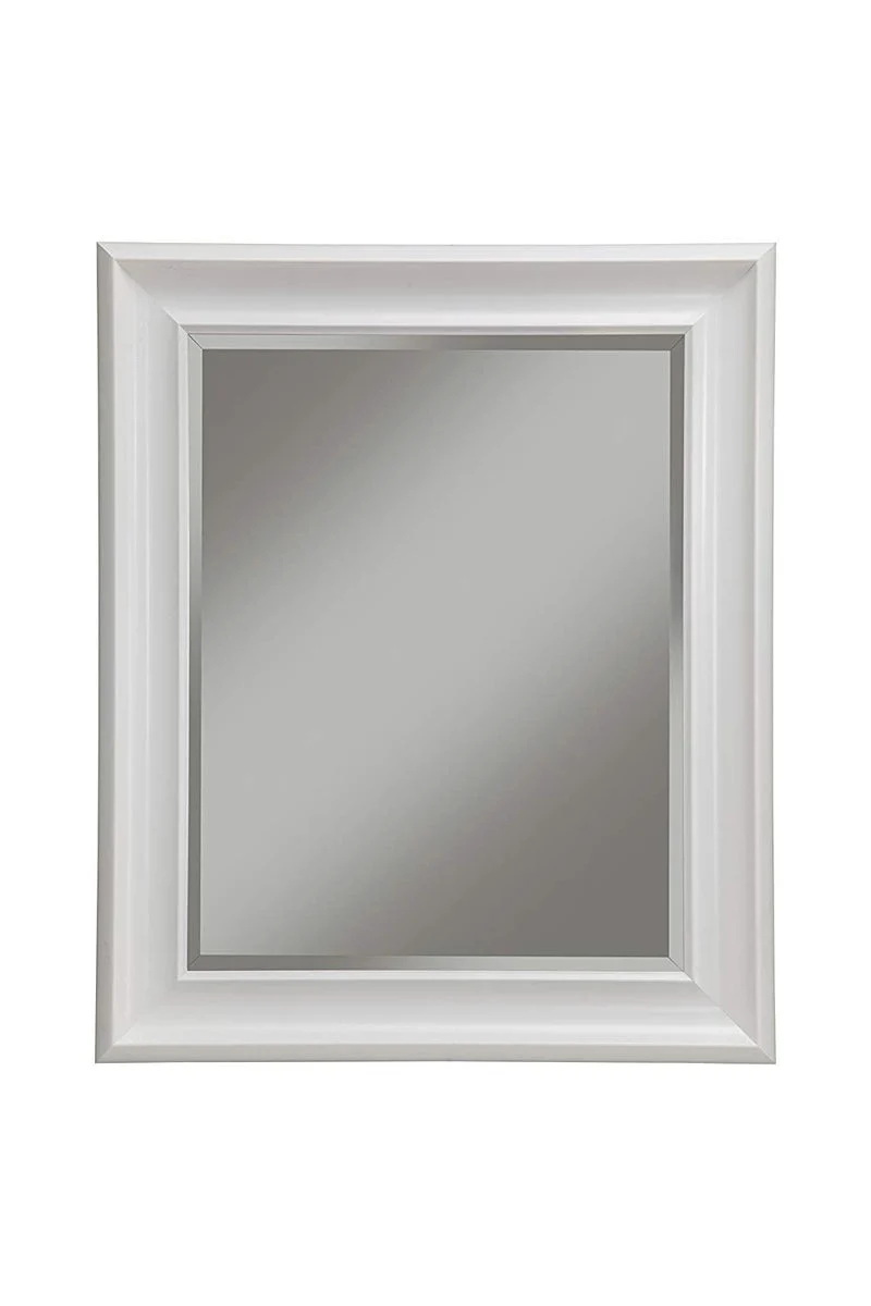 Benzara Polystyrene Framed Wall Mirror with Beveled Glass, White