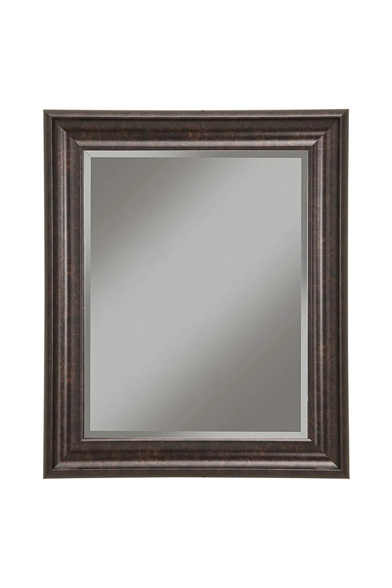 Benzara Polystyrene Framed Wall Mirror with Beveled Glass, Oil Rubbed Bronze