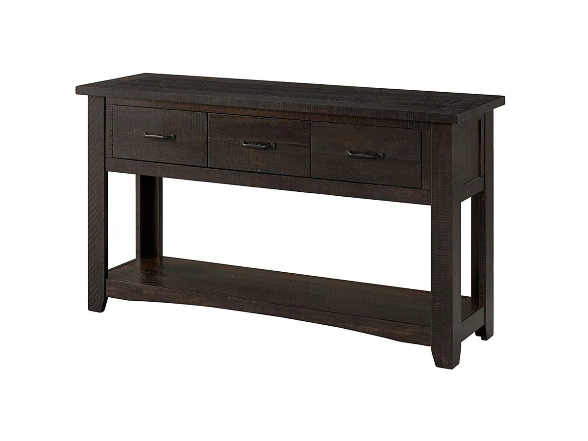 Benzara Wooden Console Table with Three Drawers, Espresso Brown