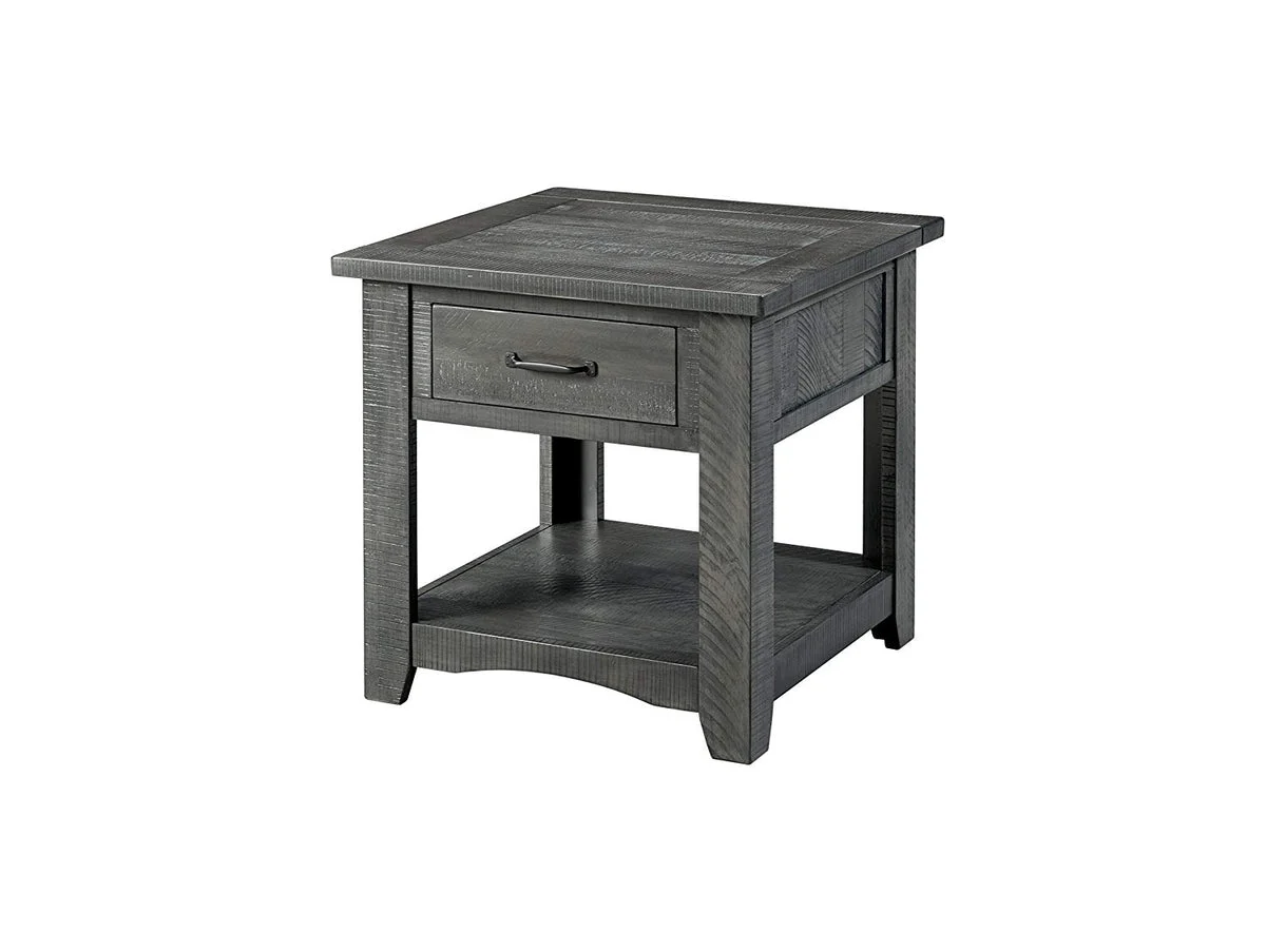 Benzara Wooden End Table with 1 Drawer & 1 Shelf, Gray