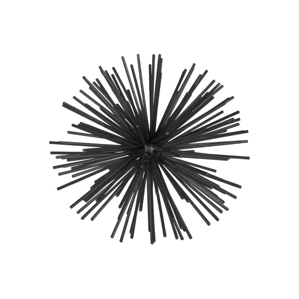 Benzara Sea Urchin Ornamental Sculpture in Metal, Small, Black