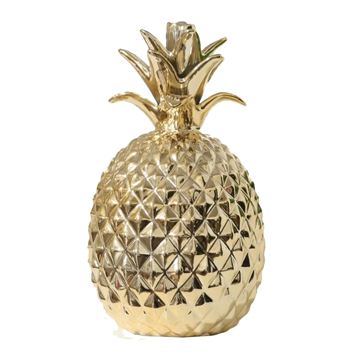 Benzara Porcelain Pineapple Figurine, Small, Gold