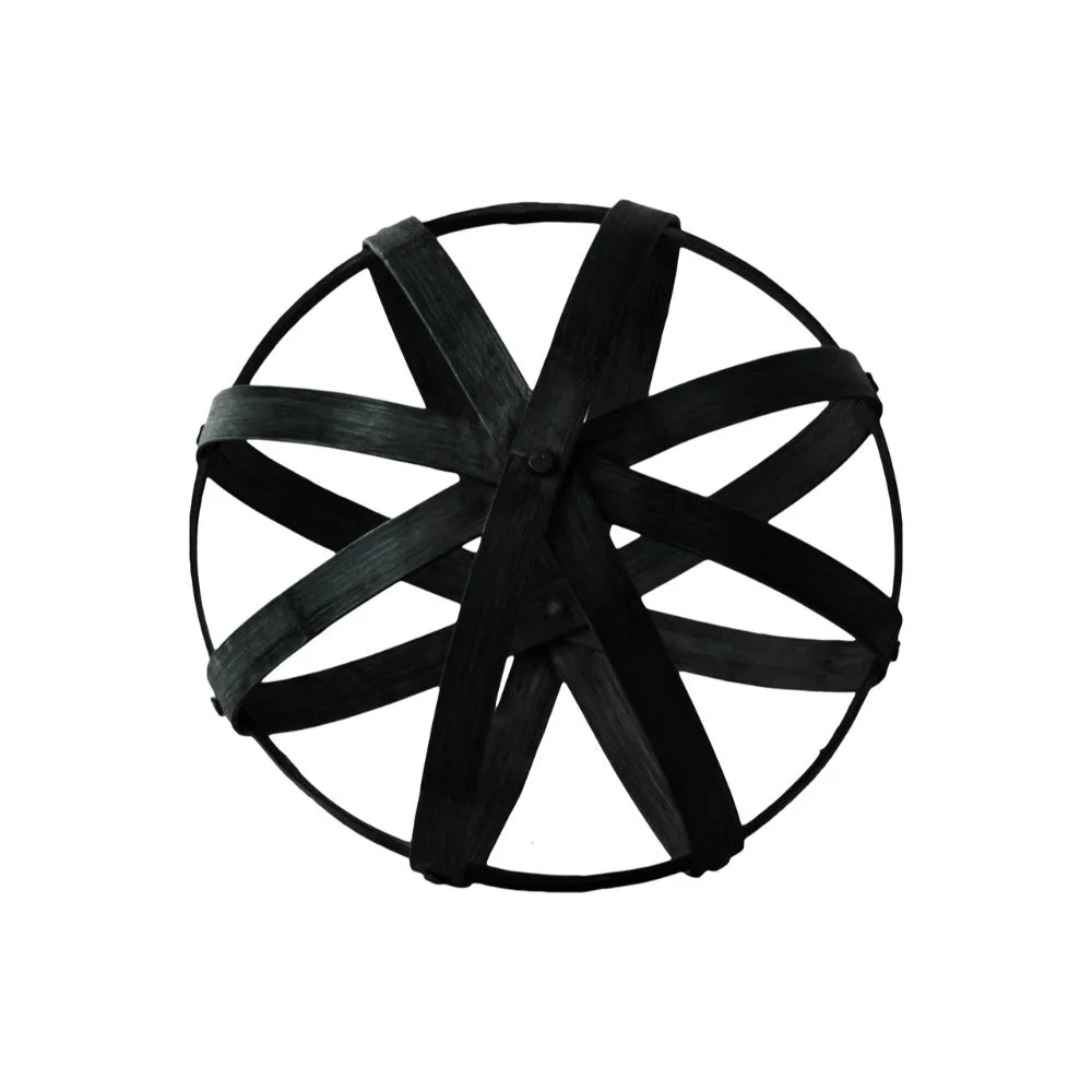 Benzara BamBoo Orb Dyson Sphere with 5 Circular Rings, Large, Black