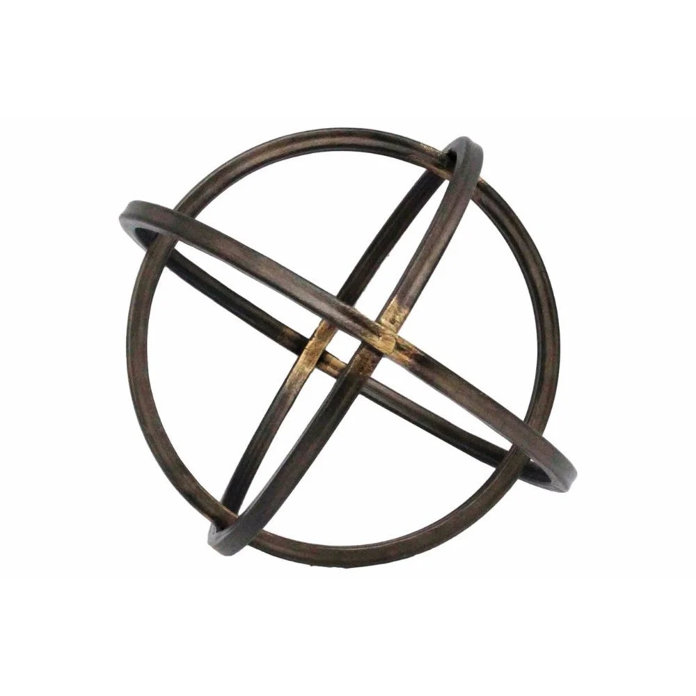 Benzara Large Metal Dyson Orb Sphere, GunMetal Gray