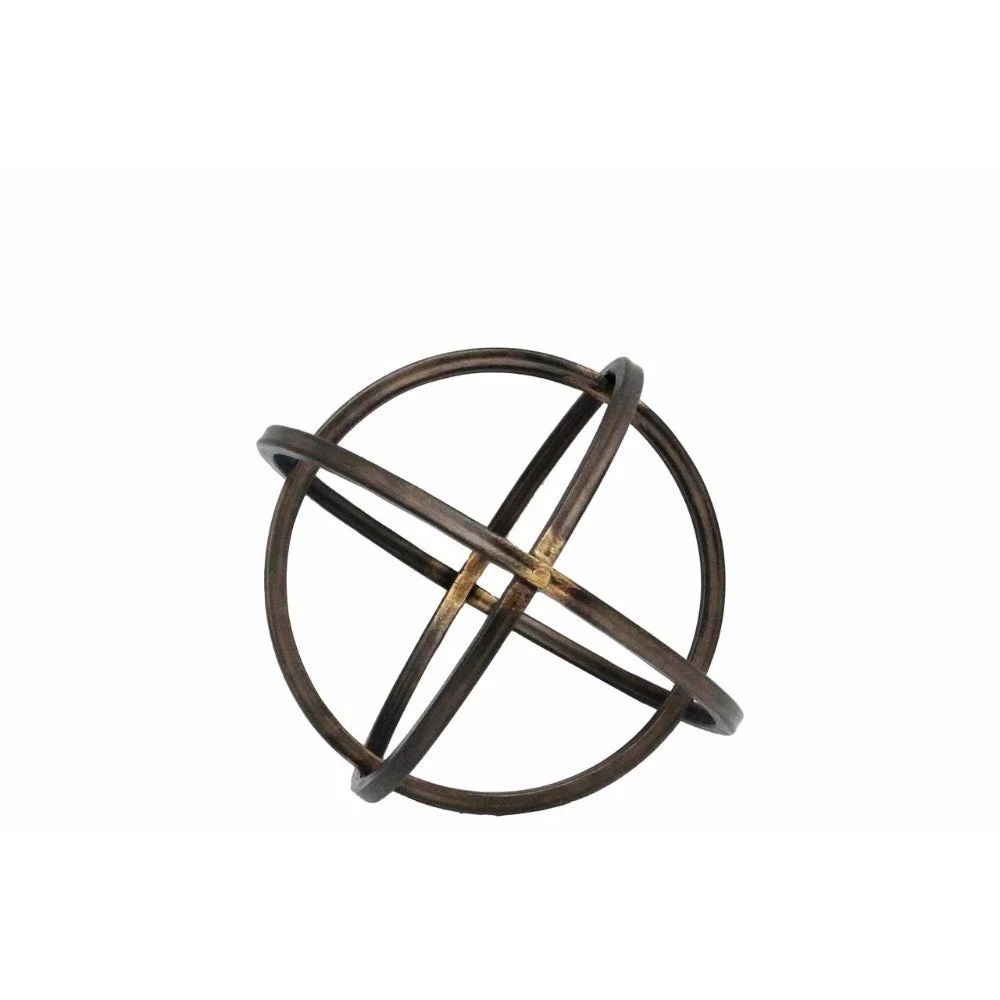 Benzara Small Metal Dyson Orb Sphere, GunMetal Gray
