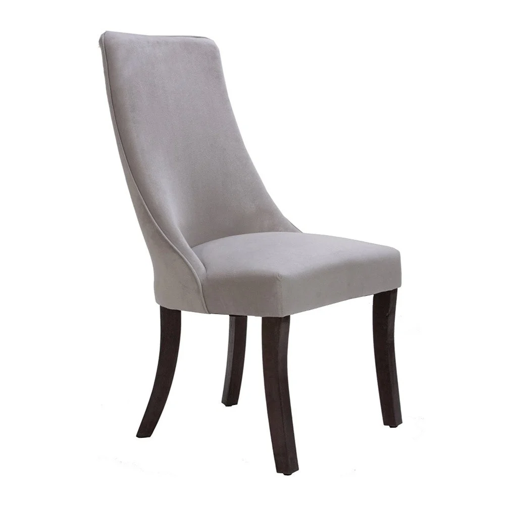 Benzara Fabric Upholstered Wooden Accent Side Dining Chair, Grey (Set of 2)
