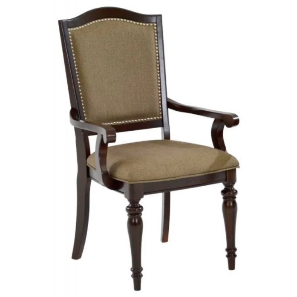 Benzara Counter Height Wooden Arm Chair With Turned Legs, Set of 2, Beige & Brown