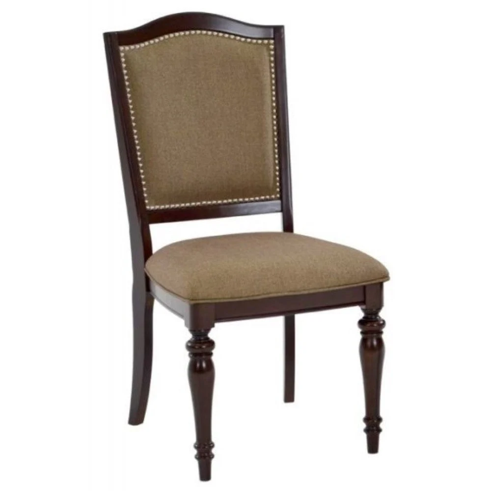 Benzara Fabric Upholstered Counter Height Wooden Side Chair, Set of 2, Beige & Brown