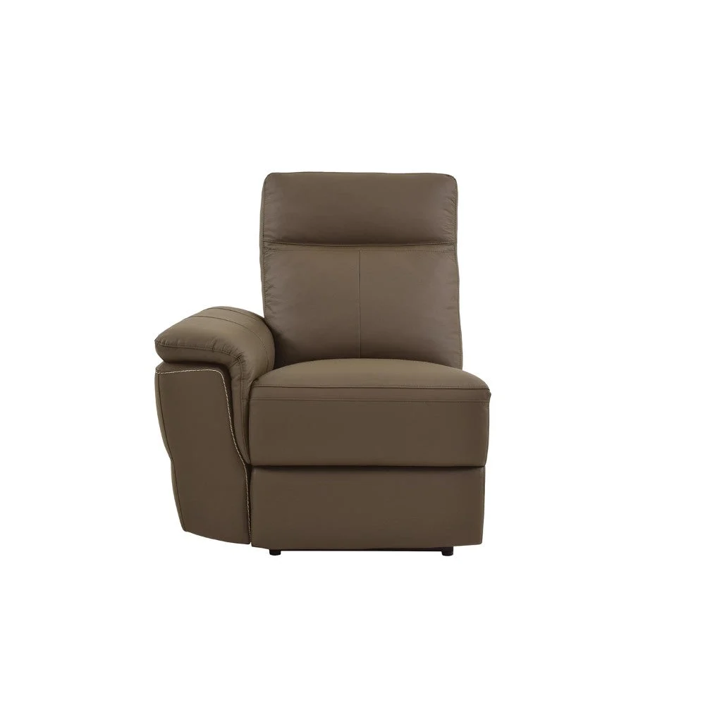Benzara Leatherette Left Armrest Power Reclining Chair With USB Port, Brown