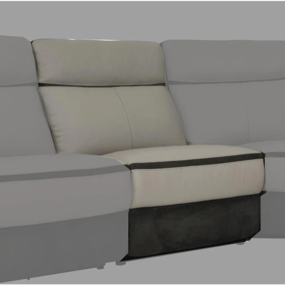 Benzara Dual Tone Armless Chair With Leather And Fabric Upholstery , Taupe Gray