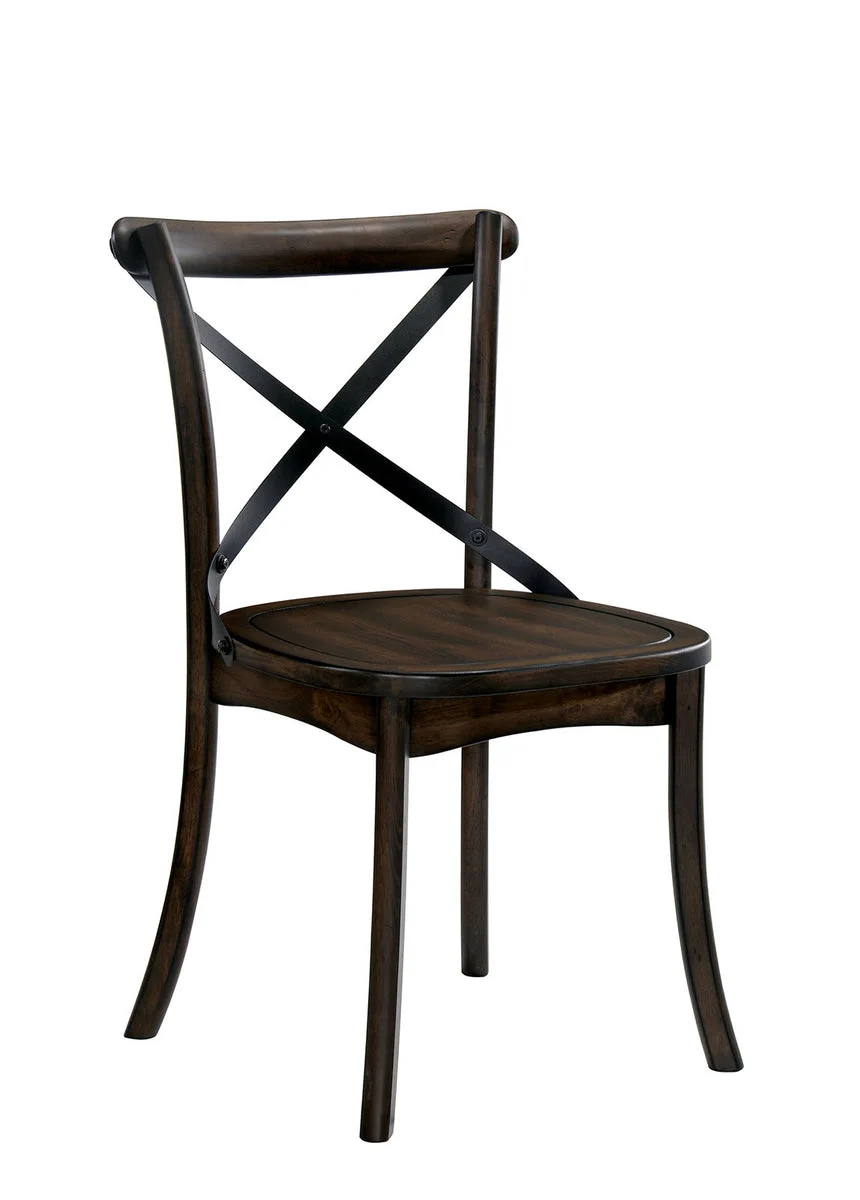 Benzara Transitional Style Solid Wood Side Chair with Curled Legs, Pack of 2 Brown