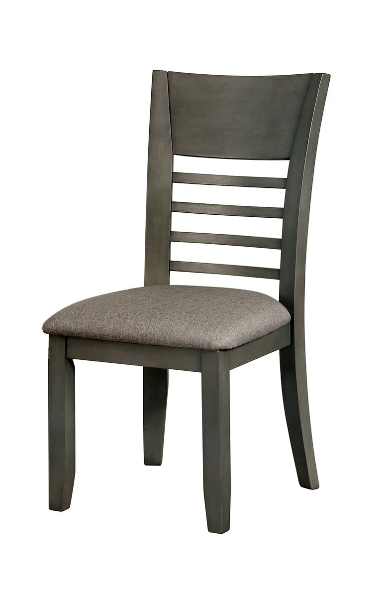 Benzara Transitional Style Solid Wood Side Chairs with Faux Leather Upholstery, Pack of 2 Gray