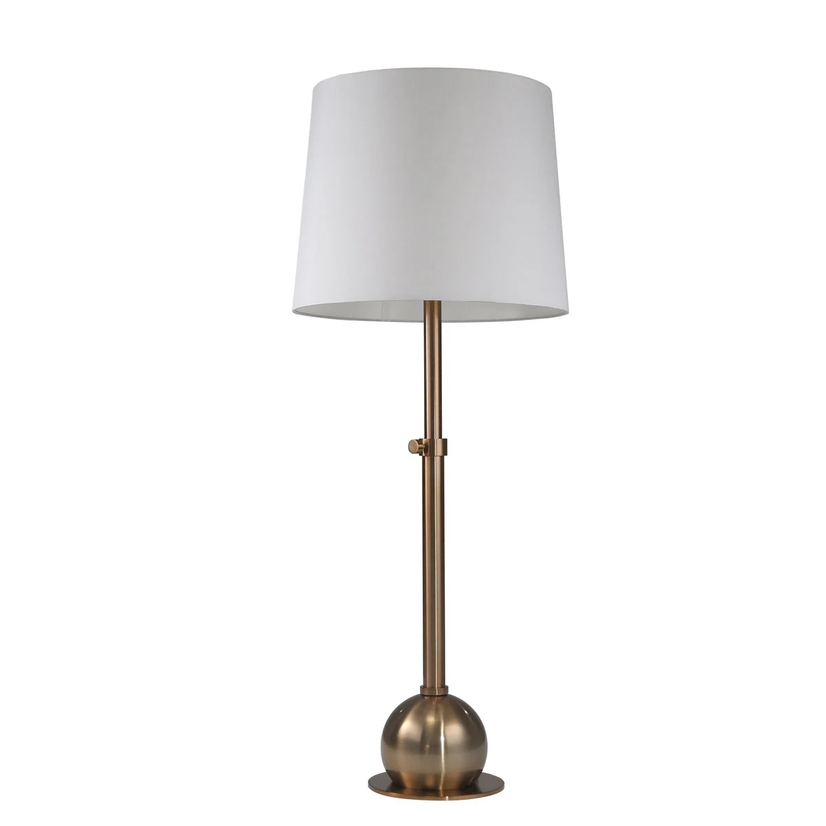 Benzara Adjustable Steel Lamp Attached to Ball Like Base, White and Champagne Gold